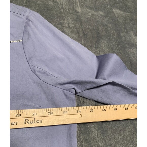 Back in the Saddle Shirt XL Blue Embroidered Flower Pearl Snap Western Cowgirl - Picture 14 of 16